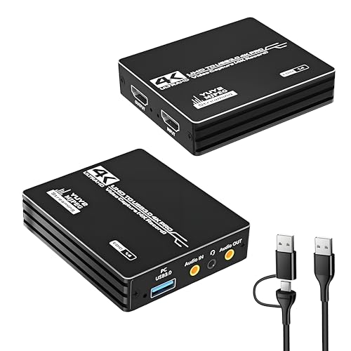 4K HDMI Video Capture Card, HDMI to USB 3.0 Capture Card for Streaming and Recording, 4K@60Hz Input Passthrough 1080P@60Hz Out, Compatible with Switch/PS5/Xbox/PC/Camera/Mac/OBS/XSplit
