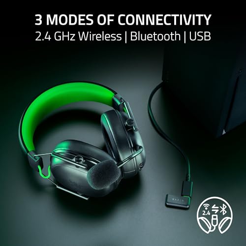 Razer BlackShark V3 X HyperSpeed Wireless Gaming Headset for Xbox: 50mm Drivers - Cardioid Mic - 2.4 GHz, Bluetooth, USB - Works with PC, Mac, PS5, Nintendo Switch - Long Battery Life - Black - color: Black, style: Xbox