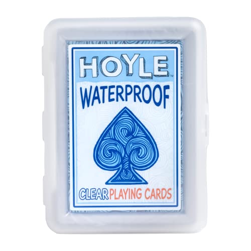 Hoyle Waterproof Clear Plastic Playing Cards 1 Deck Outdoor Pool | Flexible plastic resists bending and tearing, Rinse clean after use, Perfect for camping and beach games