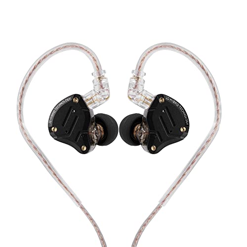 Linsoul KZ ZS10 Pro, 4BA+1DD 5 Driver in Ear Monitor, HiFi Wired Earbuds, Gaming Earbuds, Hybrid IEM Earphones with Stainless Steel Faceplate, Detachable Cable for Musician(with Mic, Dark Black) - color: Dark Black, style: With Mic