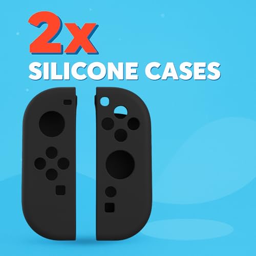 MatoSan Joy-Con Silicone Grip Covers for Nintendo Switch 2 and Switch 1 - Anti-Slip Protective Skin Set - Ergonomic Controller Grip - Soft Silicone - Fits Nintendo Switch 2 Joy-Con - color: Black