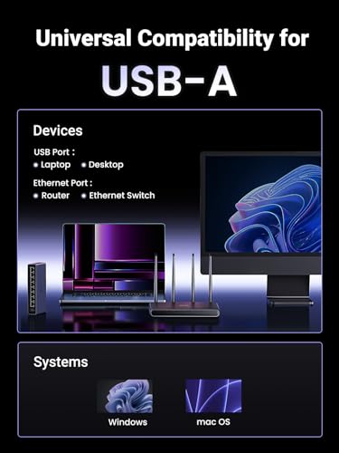 UGREEN USB to Ethernet Adapter 2.5Gb, Aluminum Ethernet Adapter | USB 3.0 to RJ45 Computer Network Internet LAN Dongle for Laptop, Compatible for MacBook Air/Pro, XPS, Windows, macOS