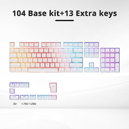 Pudding Keycaps PBT Double Shot Keycaps Gaming Keycap XDA Profile for US/ISO Layout 60% 65% 75% Mechanical Keyboard(White) - color: White pudding