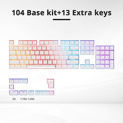 Pudding Keycaps PBT Double Shot Keycaps Gaming Keycap XDA Profile for US/ISO Layout 60% 65% 75% Mechanical Keyboard(White) - color: White pudding