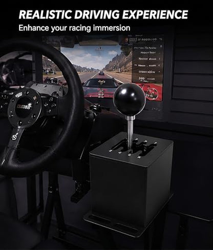 PC USB Racing Simulator Shifter, 7+R H-Pattern Gear Shifter, Plug and Play Manual Gear Shifter Compatible with Logitech G29/G27/G25/G920, Thrustmaster T300RS/GT for PC Windows 7/8/10/11 Sim Racing Games
