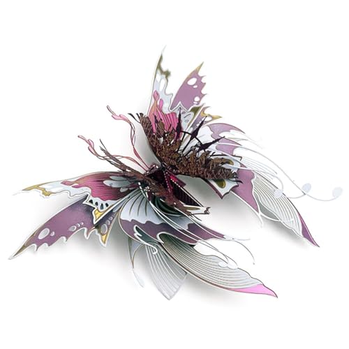 Butterfly 3D Metal Puzzle for Adults, Mechanical Butterfly Metal Model Building Kit, 50+PCS Steampunk Bionic QianYuDie Jigsaw Puzzles Animal, DIY Craft Kit Toy Gift -KIT - style: 50PCS+, KIT Version, Edition 5