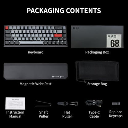 Hexgears X1 Pro Wireless Mechanica Keyboard, Tri-Mode Bluetooth/2.4G/USB-C, Hot-Swappable Tactile Switch Gaming Keyboard, Mini Compact White Backlit Keyboards with Wrist Rest - Dark - color: Dark Knight-X1 Pro, size: Tactile