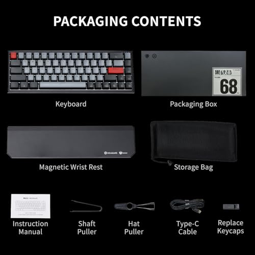 Hexgears X1 Pro Wireless Mechanica Keyboard, Tri-Mode Bluetooth/2.4G/USB-C, Hot-Swappable Linear Switch Gaming Keyboard, Mini Compact White Backlit Keyboards with Wrist Rest - Dark - color: Dark Knight-X1 Pro, size: Linear