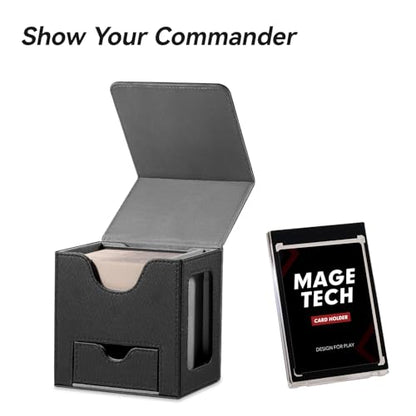 Mage Tech Card Deck Box for MTG Commander - Patented Design, Commander Display, Fits 100 Double-Sleeved Cards, 35pt Card Brick & Dice Tray - Black/Gray - color: 2. Artifact (Black /Grey)