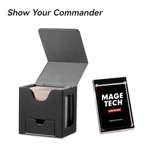 Card Deck Box for MTG Commander - Patented Design, Commander Display, Fits 100 Double-Sleeved Cards, 35pt Card Brick & Dice Tray - Black/Gray - color: 2. Artifact (Black /Grey)
