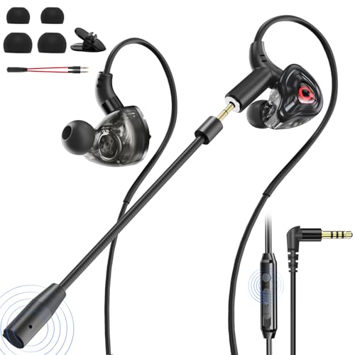 BlueFire Wired Gaming Earbuds with Microphone, Deep Bass in-Ear Monitors Earphones, HiFi Noise Cancelling Headphones for Music Gaming Video Calling