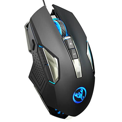 Wired Gaming Mouse with ro Programming Ergonomic Design for Gamers and Office Workers 4 Gear Adjustable DPI Colorful Lighting Effects 8 Programmable Keys