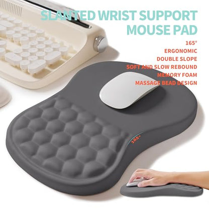 2-in-1 Ergonomic Set, Wave Rise Keyboard Wrist Rest and Massage Bulge Slope Mouse Pad Wrist Support, Cushion Memory Foam Integrated to Relieve Wrist Pain, Deep Gray - color: Deep Gray