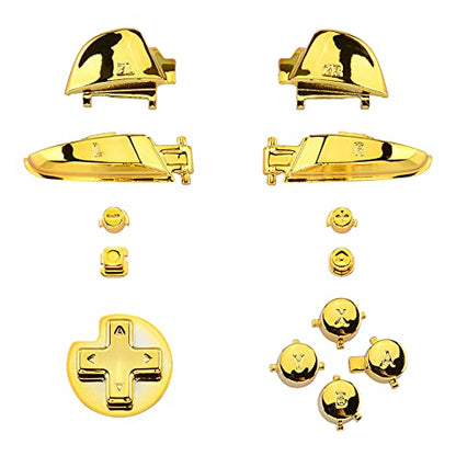 eXtremeRate Chrome Gold Repair ABXY D-pad ZR ZL L R Keys for Nintendo Switch Pro Controller, Glossy DIY Replacement Full Set Buttons with Tools for Nintendo Switch Pro - Controller NOT Included - color: Chrome Gold