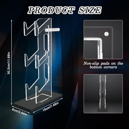 FYY Game Controller Holder 3 Tiers - Universal Dual Controller Stand Headphone Holder, Acrylic Black Controller Display Stand Compatible with Nintendo Switch Xbox PS5 PS4, Desk Mounts for Controller - color: 3-Tier-Black