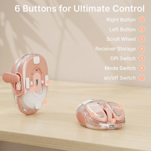 SEUNKWANG EWEADN Q9 Wireless Clear Mouse Dual Mode Bluetooth & 2.4G USB Computer Mouse with RGB Lighting, Silent Clicks, Multi-Device Compatibility for Laptop, PC, MacBook, iPad Cute Mouses-Gradient - color: Gradient