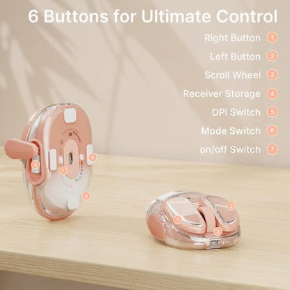 SEUNKWANG EWEADN Q9 Wireless Clear Mouse Dual Mode Bluetooth & 2.4G USB Computer Mouse with RGB Lighting, Silent Clicks, Multi-Device Compatibility for Laptop, PC, MacBook, iPad Cute Mouses-Gradient - color: Gradient