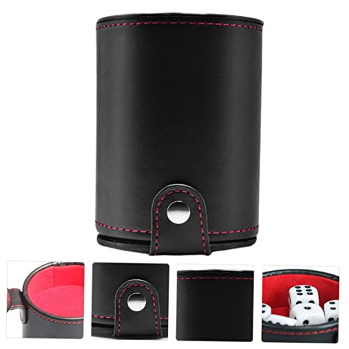1Set Leather Dice Cup Professional Dice Container with Double Layer Lids Storage Compartment Includes Shaking Cup Dice for Family Games