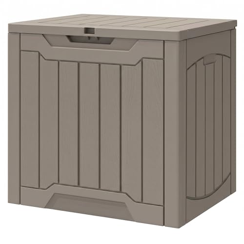 YITAHOME 31 Gallon OutdoorDeck Box | Lockable Resin Storage Box and Waterproof Package Delivery Box for Patio, Garden, Poolside, Cushions, Supplies & Sports Gear - color: Taupe, size: 31 Gallon, style: Deck Box