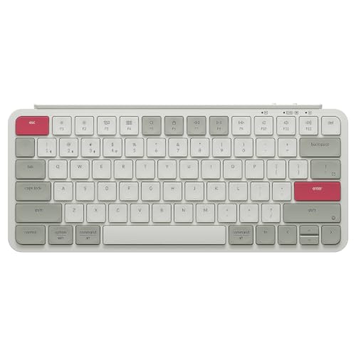 Keychron B1 Pro Ultra-Slim ZMK/Launcher Wireless Bluetooth 2.4 GHz/Wired Connection Keyboard for Mac Windows Linux - Retro Red - color: Retro Red