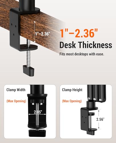 Low Profile Mic Arm for Lightweight Mics, Foldable Boom Arm with Desk Clamp, Mic Clip & 1/4" 3/8" 5/8" Adapters, 360° Metal Ball Head for Podcasting, Streaming & Gaming