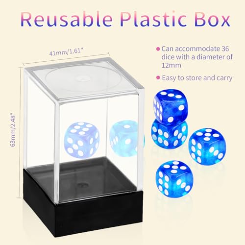 36 Pieces 12mm 6 Sided Mini Dice Set,Two Colours Glitter D6 Game Dice Set,6 Sided Standard Game Dice for Board Games Dice Games Classroom Teaching Dices Game,with Portable Gaming Box(Blue & Green) - color: D6-blue & Green Glitter