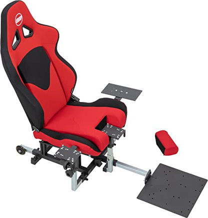 SimFab Modular Flight Simulator Cockpit For Combat Simulation. DCS Edition. Compatible With Thrustmaster Warthog, WinWing, VirPil, VKB And Alike Controls. Upgradable To General Aviation Or Sim Racing. - color: red seat