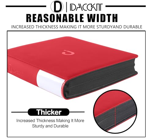 D DACCKIT Card Binder 16 Pocket - Fits 1024 Cards，4X4 Ringless Card Album with Sleeves for Trading Cards & Sports Cards（Model A，Classic Red） - color: Classic Red