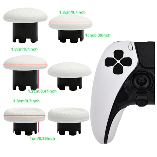 6 Pack Interchangeable Thumbstick Caps for PS5 DualSense Edge Controller,Swappable Thumbsticks Replacement for PS5 Edge Controller,Replacement Joysticks for PS5 Edge Controller(White) - color: white