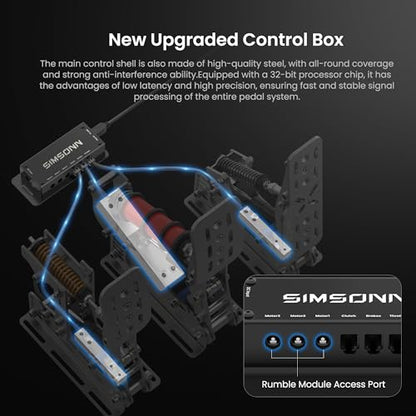 SIMSONN Plus X Racing Simulator Hydraulic Pedals Sim Racing Pedals Support Haptic Reactor (Plus X Black Baseplate) - color: Plus X Black Baseplate