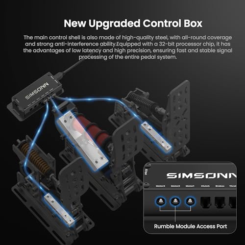 SIMSONN Plus X Sim Racing Pedals PC Racing Simulator Load Cell HE Hydraulic Pedal Support Haptic Reactor-Silver (3 Pedals Set P3-H3)