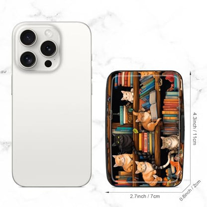 Card Holder Credit Cards Holder for Women RFID wallet women Business Card Holder Wallet Mini Aluminum Card Wallet RFID Blocking Slim Metal Hard Card for Women, Cat Illustration - color: Cat Illustration