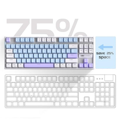 MageGee 75% Mechanical Gaming Keyboard, Blue Switch, LED Blue Backlit, 87 Keys Compact TKL Wired Keyboards for Windows Laptop PC Gamer - Blue/White - color: Blue White/Blue Switch