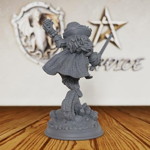 Unpainted Fantasy Minis for TTRPG - 32mm Scale Spellcaster Heroine Minis Figurine for Dungeon Masters & Miniature Game, RPG Accessory Figure - 6cm Halfling Caster (AS521)