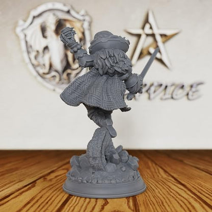 Unpainted Fantasy Minis for TTRPG - 32mm Scale Spellcaster Heroine Minis Figurine for Dungeon Masters & Miniature Game, RPG Accessory Figure - 6cm Halfling Caster (AS521)