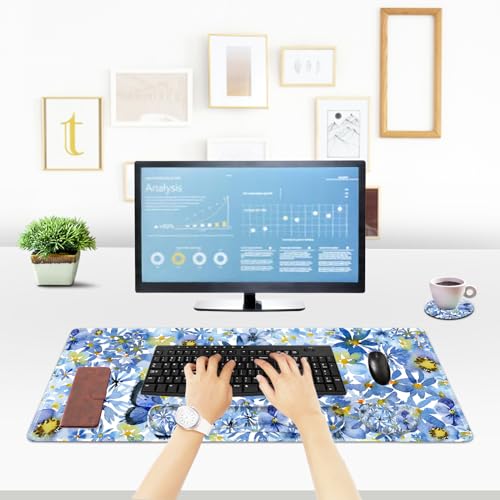 ToLuLu Gaming Mouse Pad, Ergonomic Keyboard Mouse Wrist Rest Support Set | Large Extended Desk Mat with Stitched Edges, Non-Slip Base Memory Foam Mousepad for Home Office Game Study, Butterfly Flower - color: Butterfly Flower
