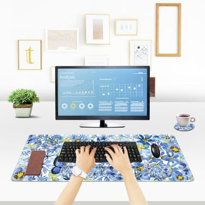 ToLuLu Gaming Mouse Pad, Ergonomic Keyboard Mouse Wrist Rest Support Set | Large Extended Desk Mat with Stitched Edges, Non-Slip Base Memory Foam Mousepad for Home Office Game Study, Butterfly Flower - color: Butterfly Flower
