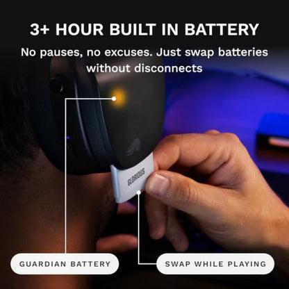 GLORIOUS GHS Wireless InfinitePlay - 2.4GHz & Bluetooth Wireless Gaming Headset for PC, PS5, PS4, Switch - Swappable 85Hr Batteries, Custom Tuned Drivers, Detachable Noise Cancelling Mic - Black - color: Black Wireless