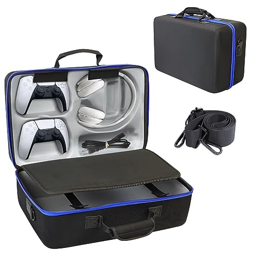 ZORETCO Carrying Case Compatible with PS5 | Hard-Shell Travel Bag Holds PlayStation 5 Console,Wireless DualSense Controllers,Base,Games and Accessories (Black Grey) - color: Black Grey, size: ps5