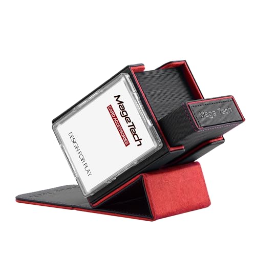 Mage Tech Adventurer [Champion] 60-Card Solution - Avatar Holder + Pocket Dice Box with Life Tracker - Rugged, Expandable - MTG Standard/LOR/PTCG - Black/Red - color: 2. Ambition (Black/Red), style: 3. Champion[60-card solution]