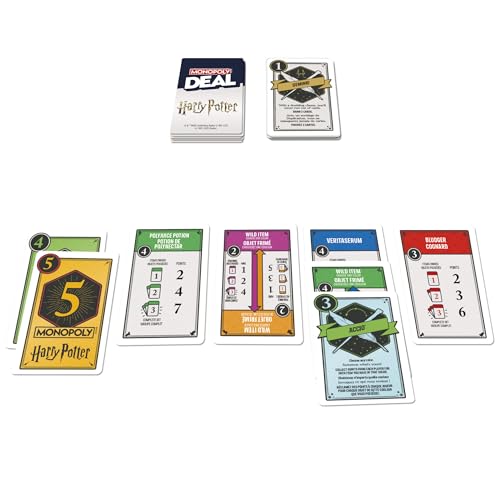 Monopoly Deal: Harry Potter Card Game | Family Games for Kids and Adults | Ages 8 and Up | 2 to 5 Players | 15 mins. | Travel Size