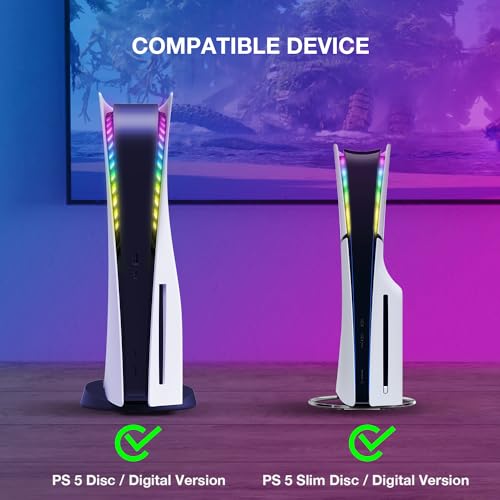 JUSPRO PS5 LED Light Strip, RGB Ring LED Lights Kit Accessories Compatible with PS5 Slim Console Digital Edition & Regular Edition - color: LED Light