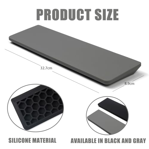 Ergonomic 75% Keyboard Wrist Rest-12.8" Silicone Non-Slip Keyboard Cushion, Computer Wrist Rest, Relief of Hand Pain(Grey) - color: Grey
