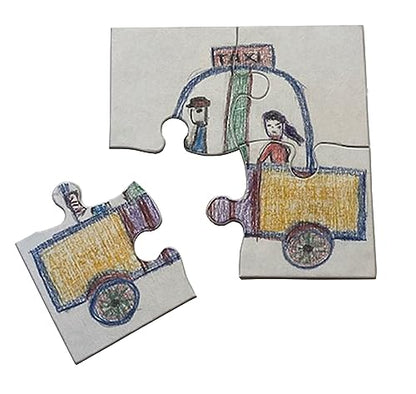 Inovart Lil' Ones 4 -Piece Blank Puzzle - 24 Puzzles Per Package, 4"x4", White - size: 4 Pieces (4 x 4 in), style: 24 Puzzles Per Package