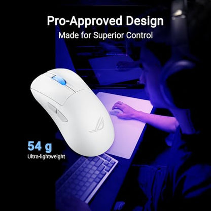ASUS ROG Keris II Ace Wireless Gaming Mouse – Right-Handed Ergonomic, 54g, Tri-Mode Connectivity, 42K DPI, up to 107Hr Battery, PC/Mac Support - White - color: White, style: Keris II Ace