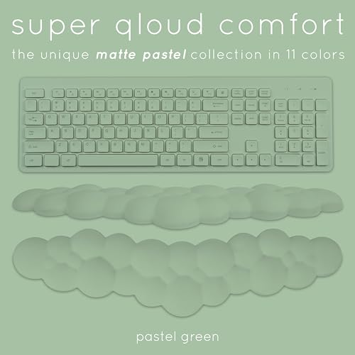 Green Cloud Keyboard Wrist Rest – Create-ables Qloud Green Wrist Rest for Computer Keyboard and Mouse, Ergonomic Memory Foam Wrist Pad with Non-Slip Base, Includes Cloud Mouse Pad - color: 05 Pastel Green