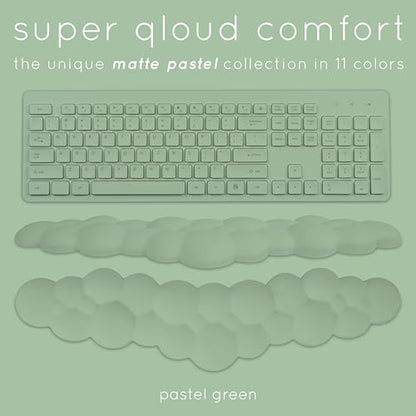 Green Cloud Keyboard Wrist Rest – Create-ables Qloud Green Wrist Rest for Computer Keyboard and Mouse, Ergonomic Memory Foam Wrist Pad with Non-Slip Base, Includes Cloud Mouse Pad - color: 05 Pastel Green