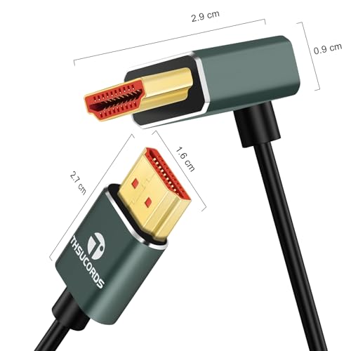 Thsucords Ultra Thin 8K HDMI 2.1 90 Degree Down Angle Cable 6.6FT, Flexible Slim High Speed Cord Support 4K@120Hz 8K@60Hz Compatible with Roku TV/HDTV/PS5/Blu-ray - size: 6.6FT, style: 90 Degree Down Angle