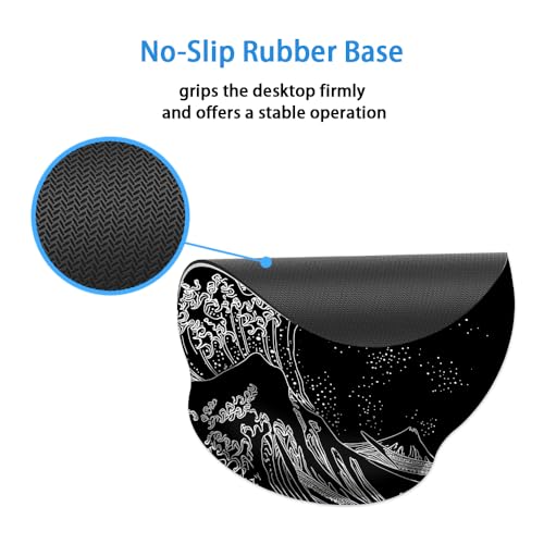 Mouse Pad with Wrist Support, Ergonomic Mouse Pad with Memory Foam Wrist Rest Cushion, Non-Slip Rubber Base Gaming Mice Pad for Home Office Computer Laptop,Japanese Wave - color: Japanese Wave