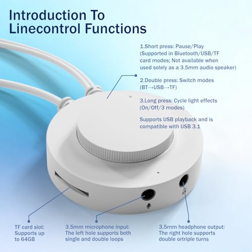 ColorFire White Computer Speakers, RGB PC Speakers, 52mm Full-Range Sound | Neon Lighting, USB, TF Card Modes, 3.5mm Microphone Input, Headphone Output
